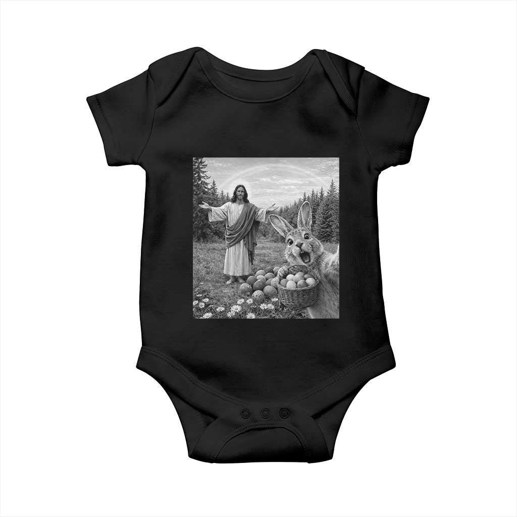 Funny Easter Jesus Baby Onesie Christian Jesus Bunny Selfie Religious