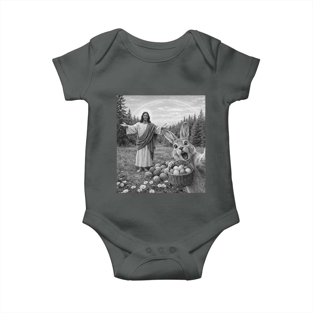 Funny Easter Jesus Baby Onesie Christian Jesus Bunny Selfie Religious
