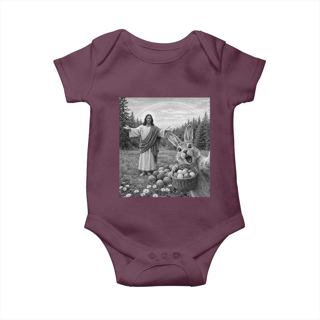 Funny Easter Jesus Baby Onesie Christian Jesus Bunny Selfie Religious