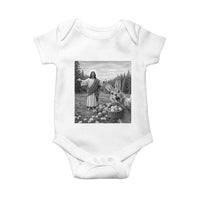 Funny Easter Jesus Baby Onesie Christian Jesus Bunny Selfie Religious