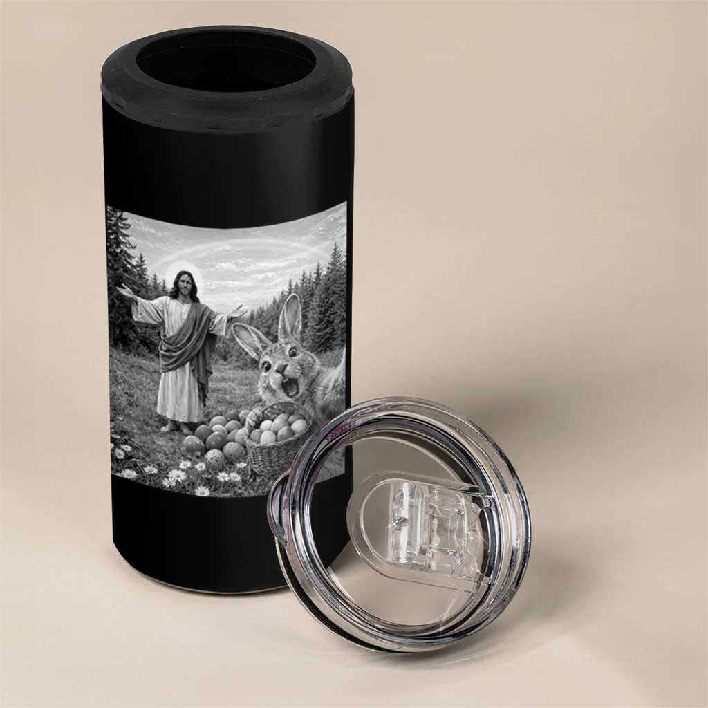 Funny Easter Jesus 4 in 1 Can Cooler Tumbler Christian Jesus Bunny Selfie Religious