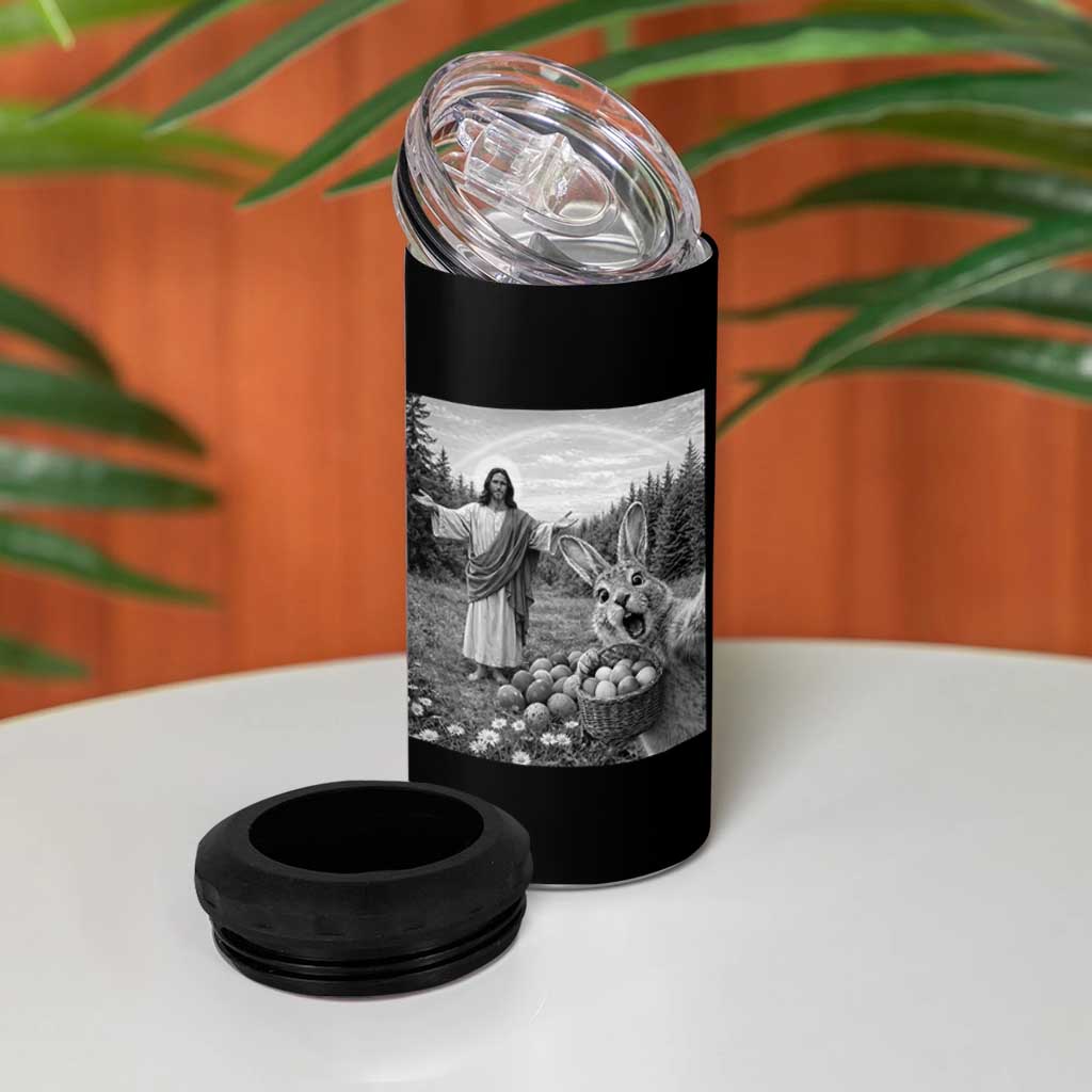 Funny Easter Jesus 4 in 1 Can Cooler Tumbler Christian Jesus Bunny Selfie Religious