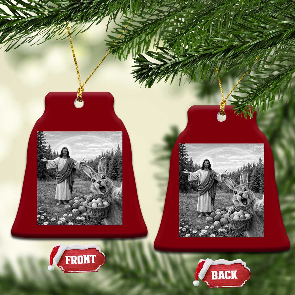 Funny Easter Jesus Ceramic Ornament Christian Jesus Bunny Selfie Religious