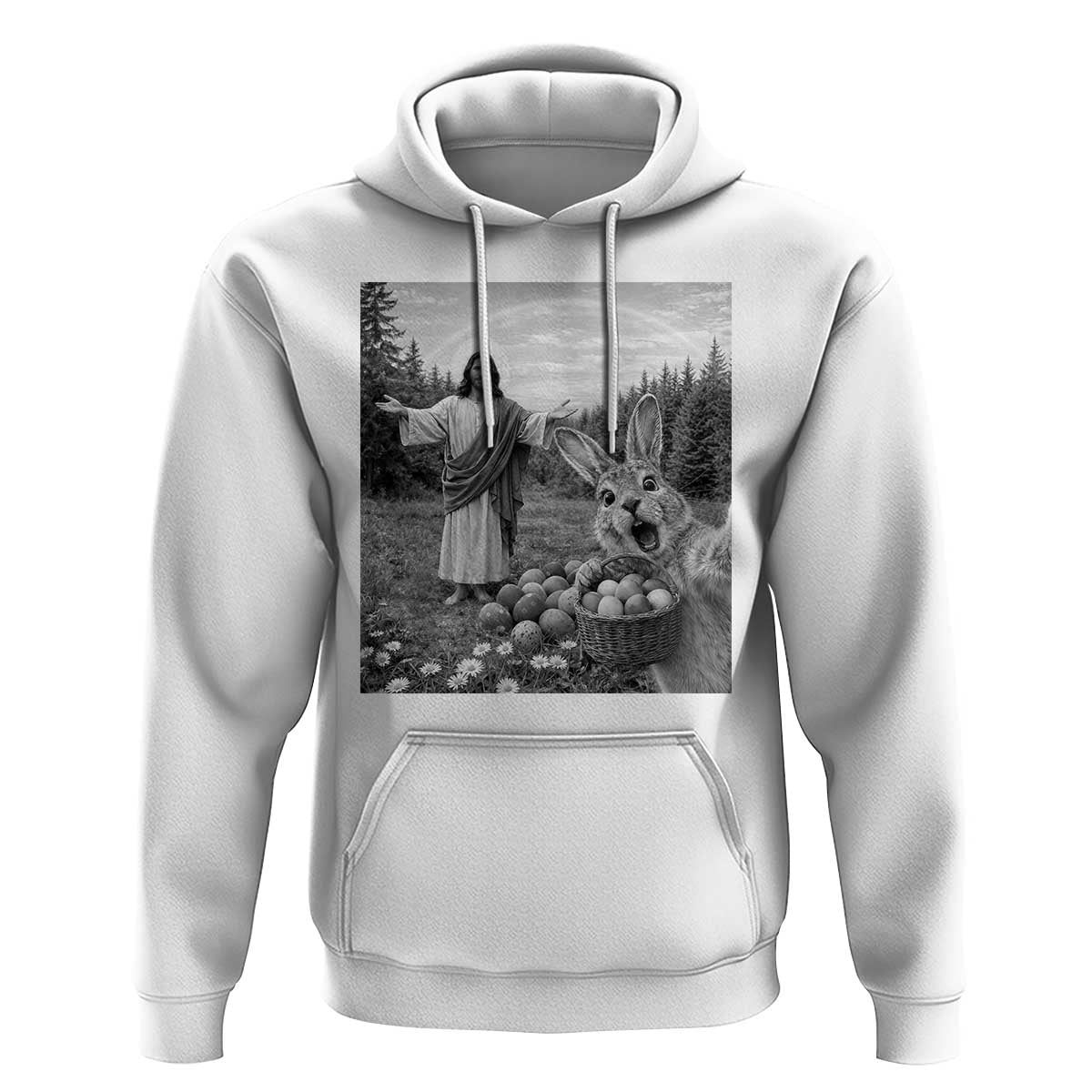 Funny Easter Jesus Hoodie Christian Jesus Bunny Selfie Religious