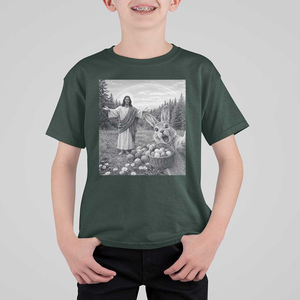 Funny Easter Jesus T Shirt For Kid Christian Jesus Bunny Selfie Religious
