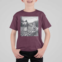 Funny Easter Jesus T Shirt For Kid Christian Jesus Bunny Selfie Religious