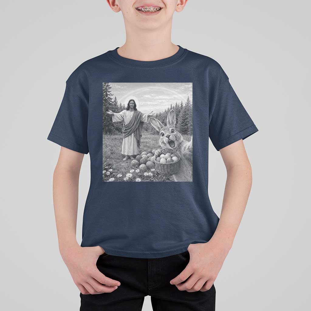 Funny Easter Jesus T Shirt For Kid Christian Jesus Bunny Selfie Religious