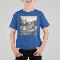 Funny Easter Jesus T Shirt For Kid Christian Jesus Bunny Selfie Religious