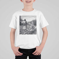 Funny Easter Jesus T Shirt For Kid Christian Jesus Bunny Selfie Religious