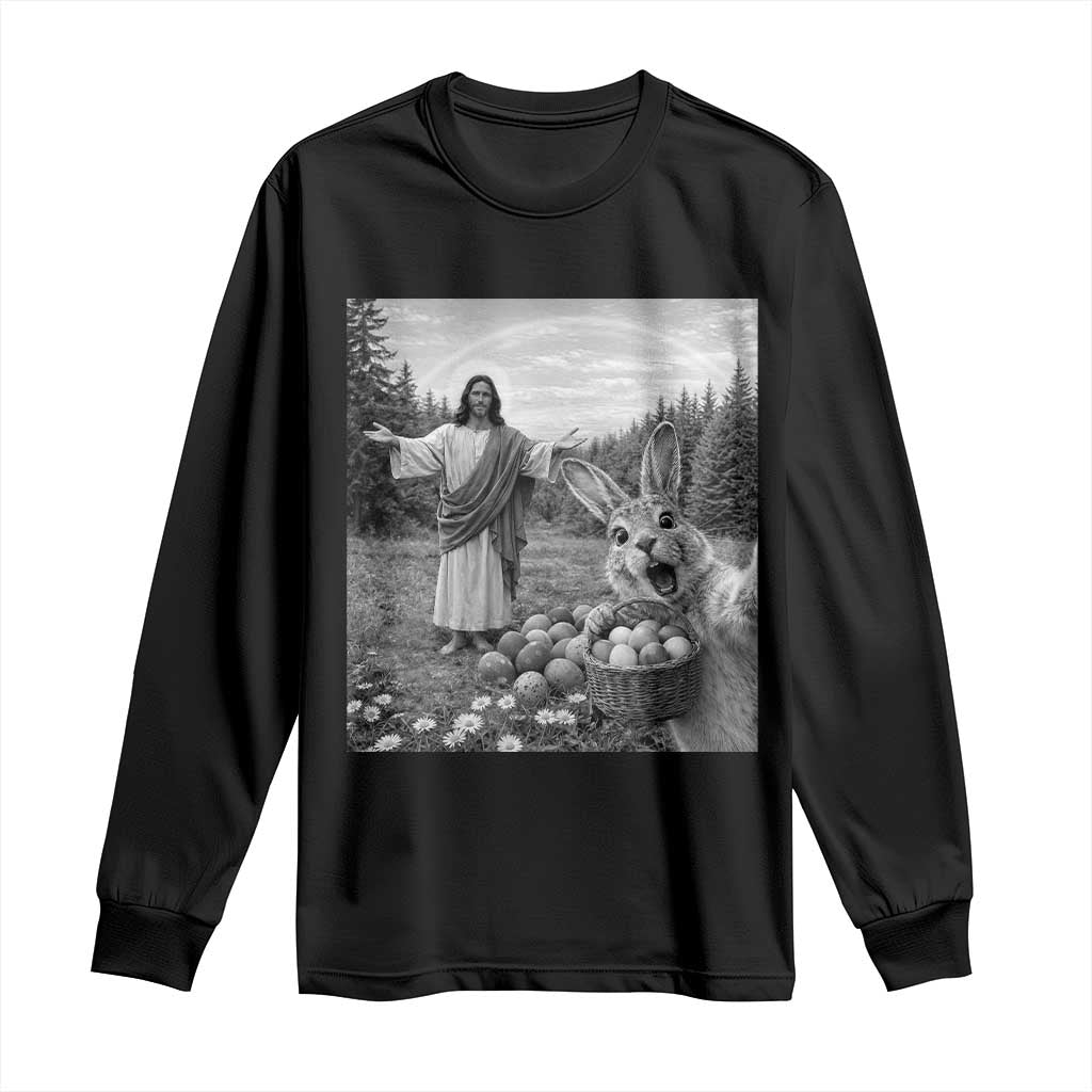 Funny Easter Jesus Long Sleeve Shirt Christian Jesus Bunny Selfie Religious