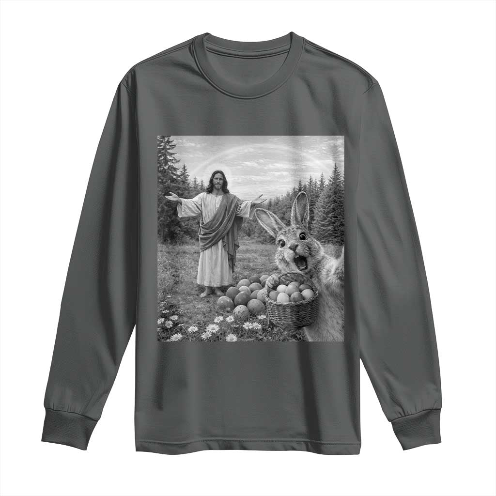 Funny Easter Jesus Long Sleeve Shirt Christian Jesus Bunny Selfie Religious
