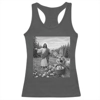 Funny Easter Jesus Racerback Tank Top Christian Jesus Bunny Selfie Religious