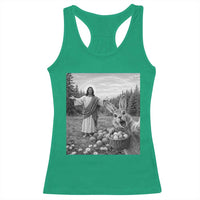 Funny Easter Jesus Racerback Tank Top Christian Jesus Bunny Selfie Religious