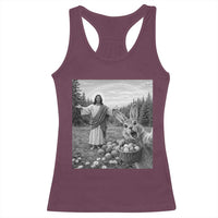 Funny Easter Jesus Racerback Tank Top Christian Jesus Bunny Selfie Religious