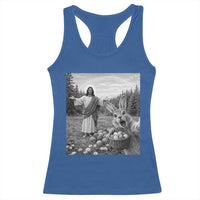 Funny Easter Jesus Racerback Tank Top Christian Jesus Bunny Selfie Religious