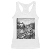 Funny Easter Jesus Racerback Tank Top Christian Jesus Bunny Selfie Religious