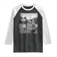 Funny Easter Jesus Raglan Shirt Christian Jesus Bunny Selfie Religious