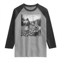 Funny Easter Jesus Raglan Shirt Christian Jesus Bunny Selfie Religious