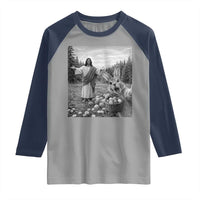 Funny Easter Jesus Raglan Shirt Christian Jesus Bunny Selfie Religious