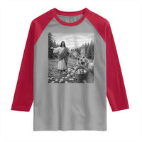 Funny Easter Jesus Raglan Shirt Christian Jesus Bunny Selfie Religious