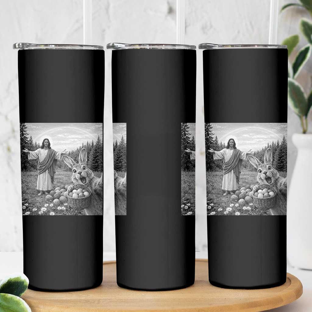 Funny Easter Jesus Skinny Tumbler Christian Jesus Bunny Selfie Religious