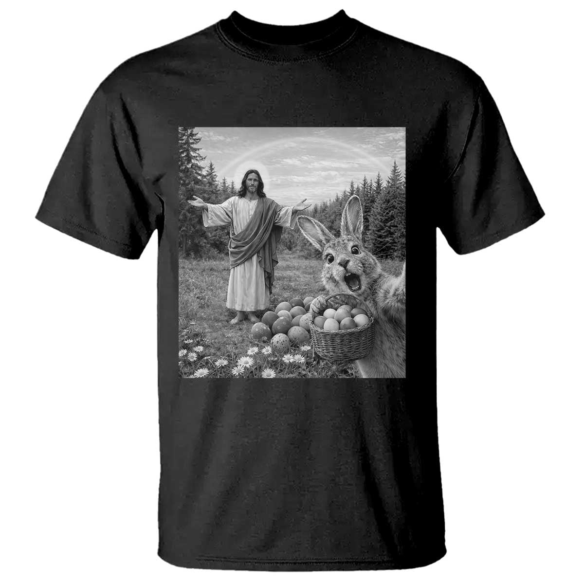Funny Easter Jesus T Shirt Christian Jesus Bunny Selfie Religious