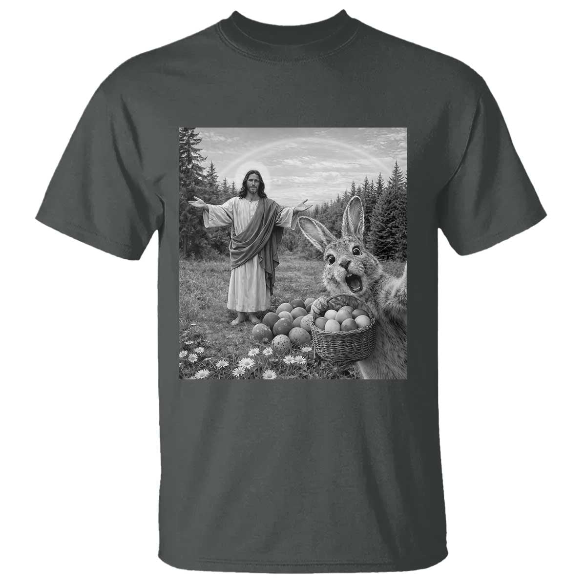 Funny Easter Jesus T Shirt Christian Jesus Bunny Selfie Religious