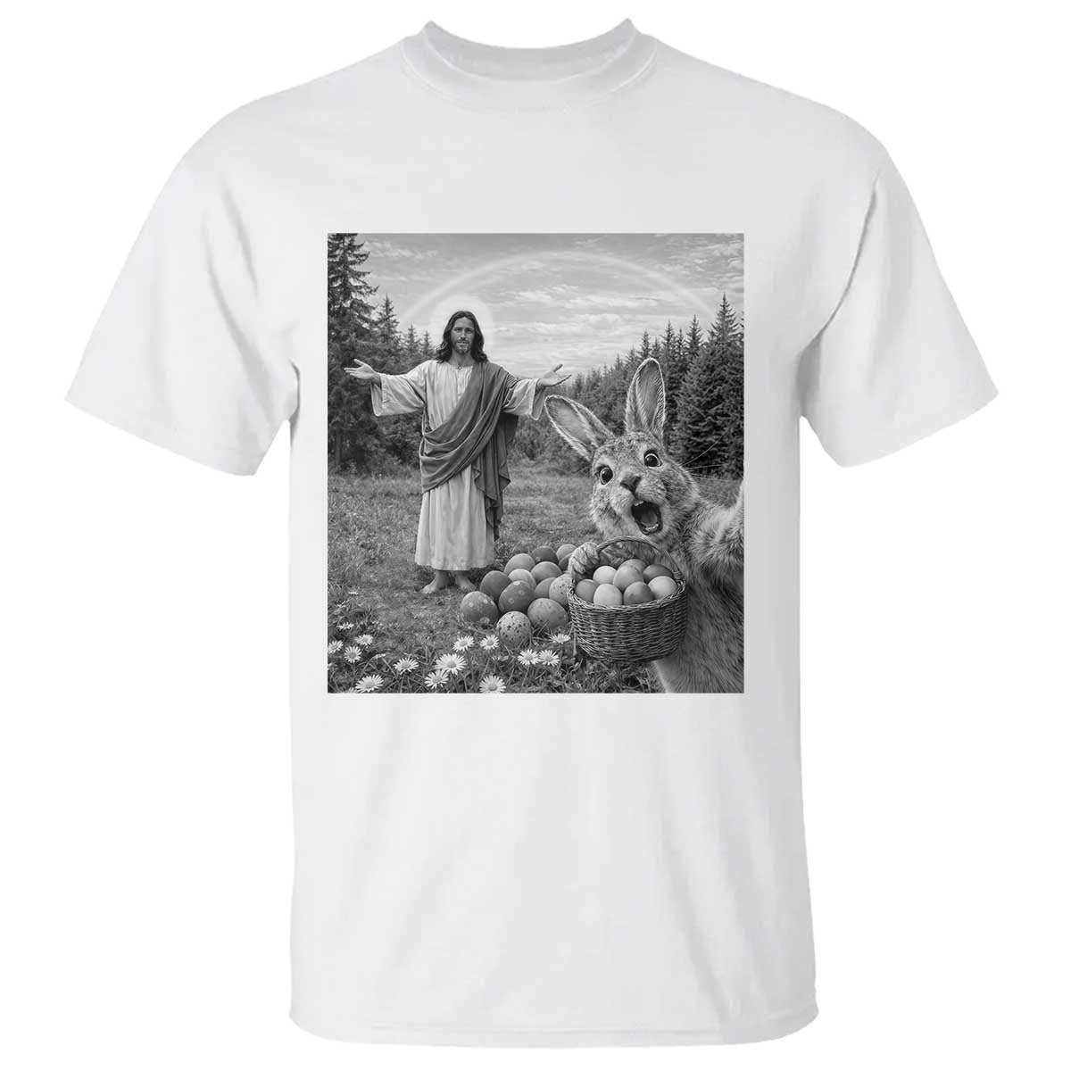 Funny Easter Jesus T Shirt Christian Jesus Bunny Selfie Religious
