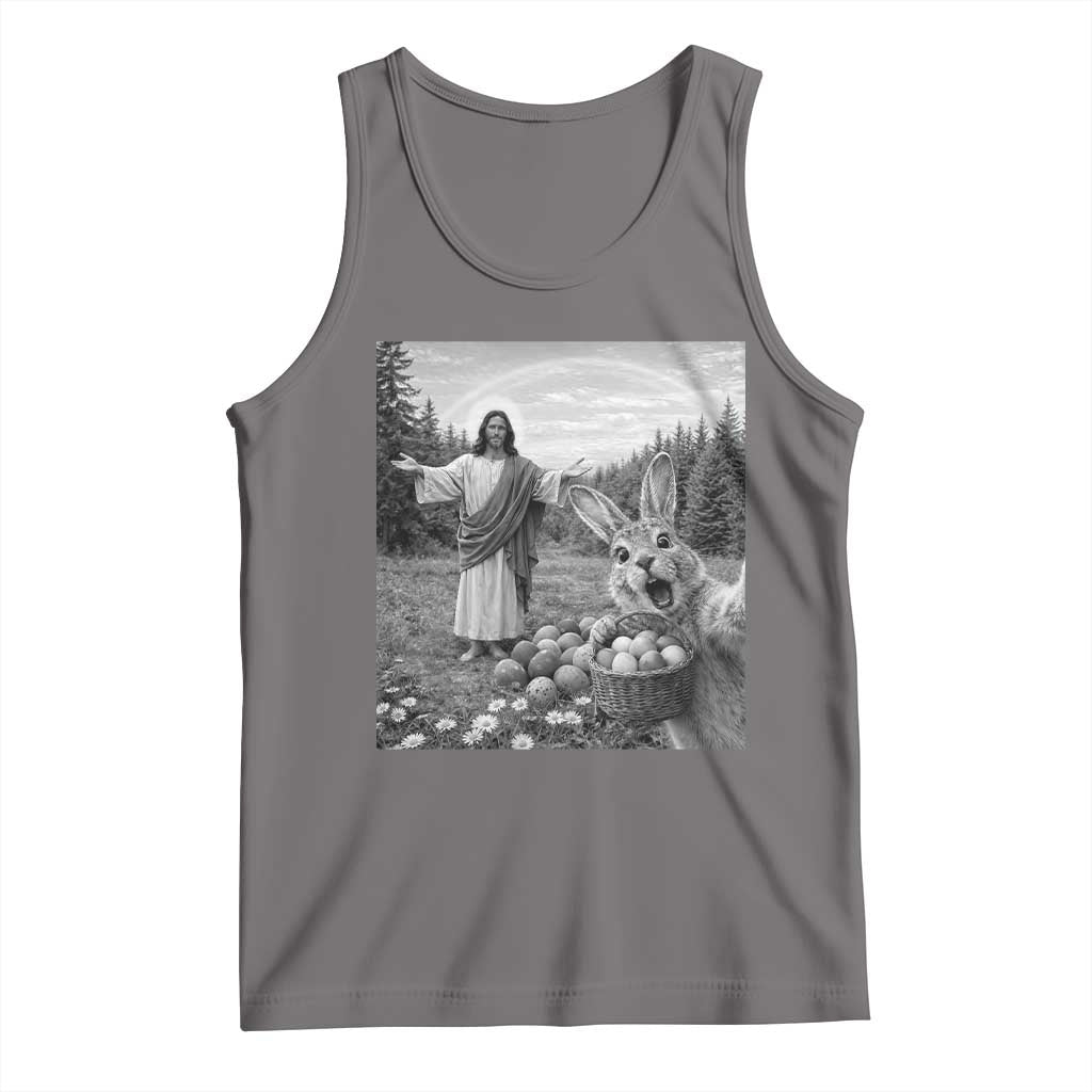 Funny Easter Jesus Tank Top Christian Jesus Bunny Selfie Religious