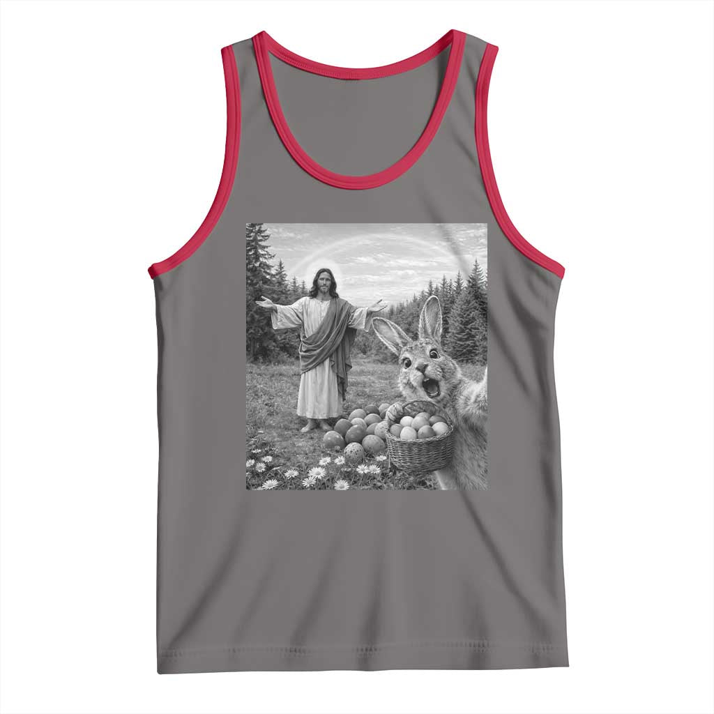 Funny Easter Jesus Tank Top Christian Jesus Bunny Selfie Religious