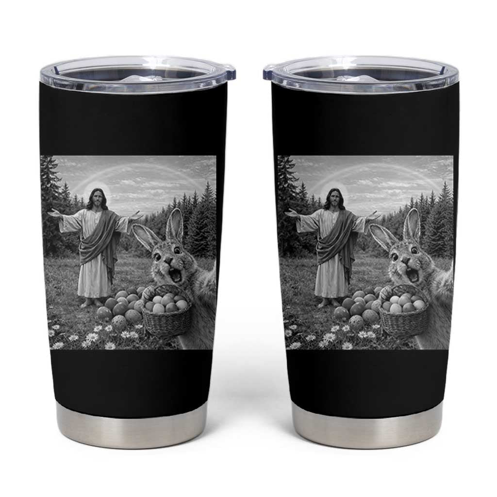 Funny Easter Jesus Tumbler Cup Christian Jesus Bunny Selfie Religious