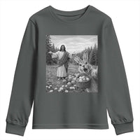 Funny Easter Jesus Youth Sweatshirt Christian Jesus Bunny Selfie Religious