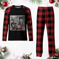 Funny Easter Jesus Plaid Pajama Set Christian Jesus Come Back Bunny Selfie