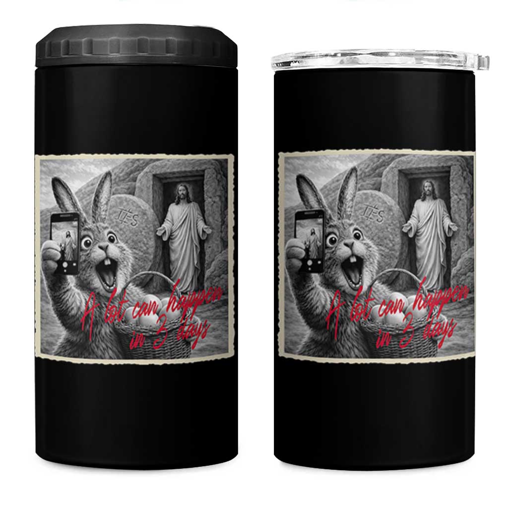Funny Easter Jesus 4 in 1 Can Cooler Tumbler Christian Jesus Come Back Bunny Selfie