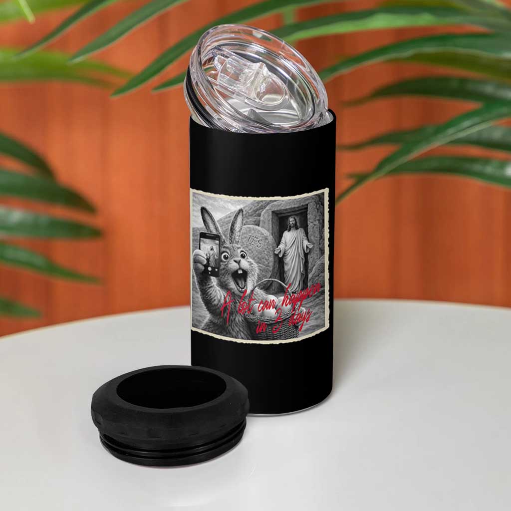 Funny Easter Jesus 4 in 1 Can Cooler Tumbler Christian Jesus Come Back Bunny Selfie