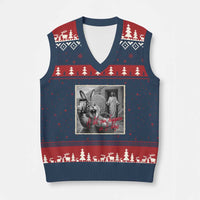 Funny Easter Jesus V-Neck Knit Sweater Vest Christian Jesus Come Back Bunny Selfie