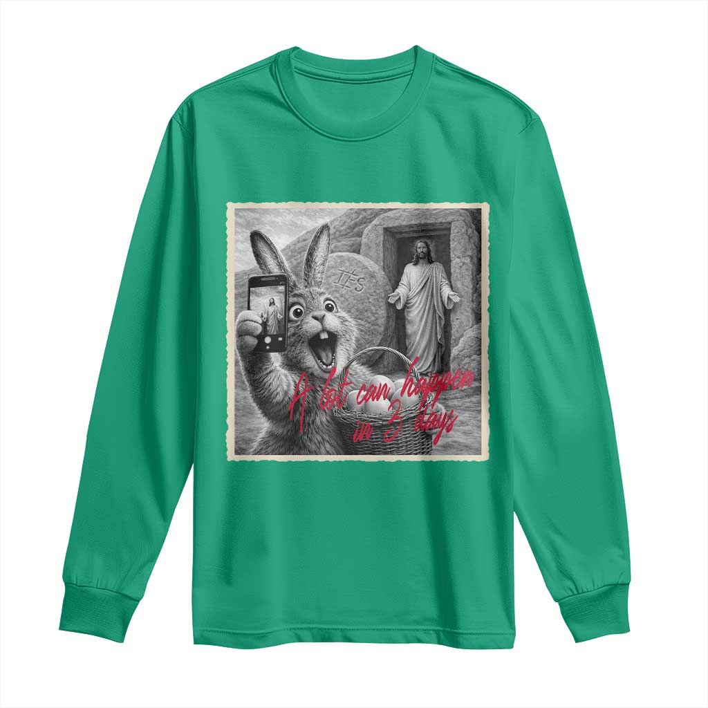Funny Easter Jesus Long Sleeve Shirt Christian Jesus Come Back Bunny Selfie