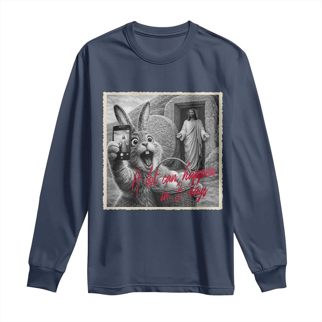 Funny Easter Jesus Long Sleeve Shirt Christian Jesus Come Back Bunny Selfie