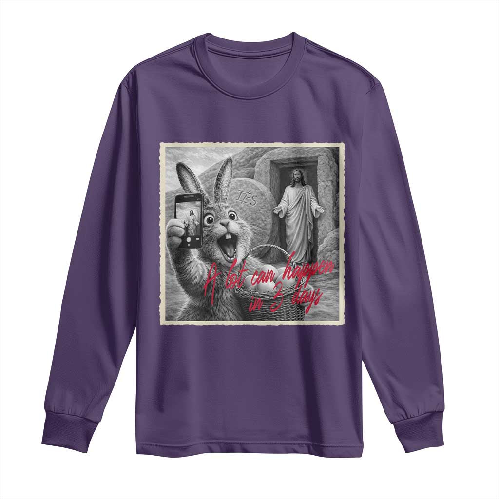 Funny Easter Jesus Long Sleeve Shirt Christian Jesus Come Back Bunny Selfie