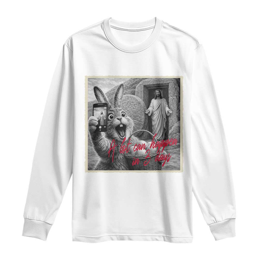 Funny Easter Jesus Long Sleeve Shirt Christian Jesus Come Back Bunny Selfie