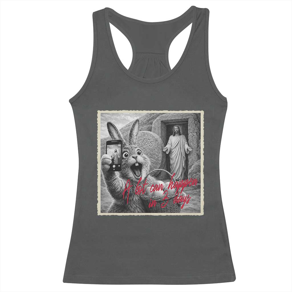 Funny Easter Jesus Racerback Tank Top Christian Jesus Come Back Bunny Selfie