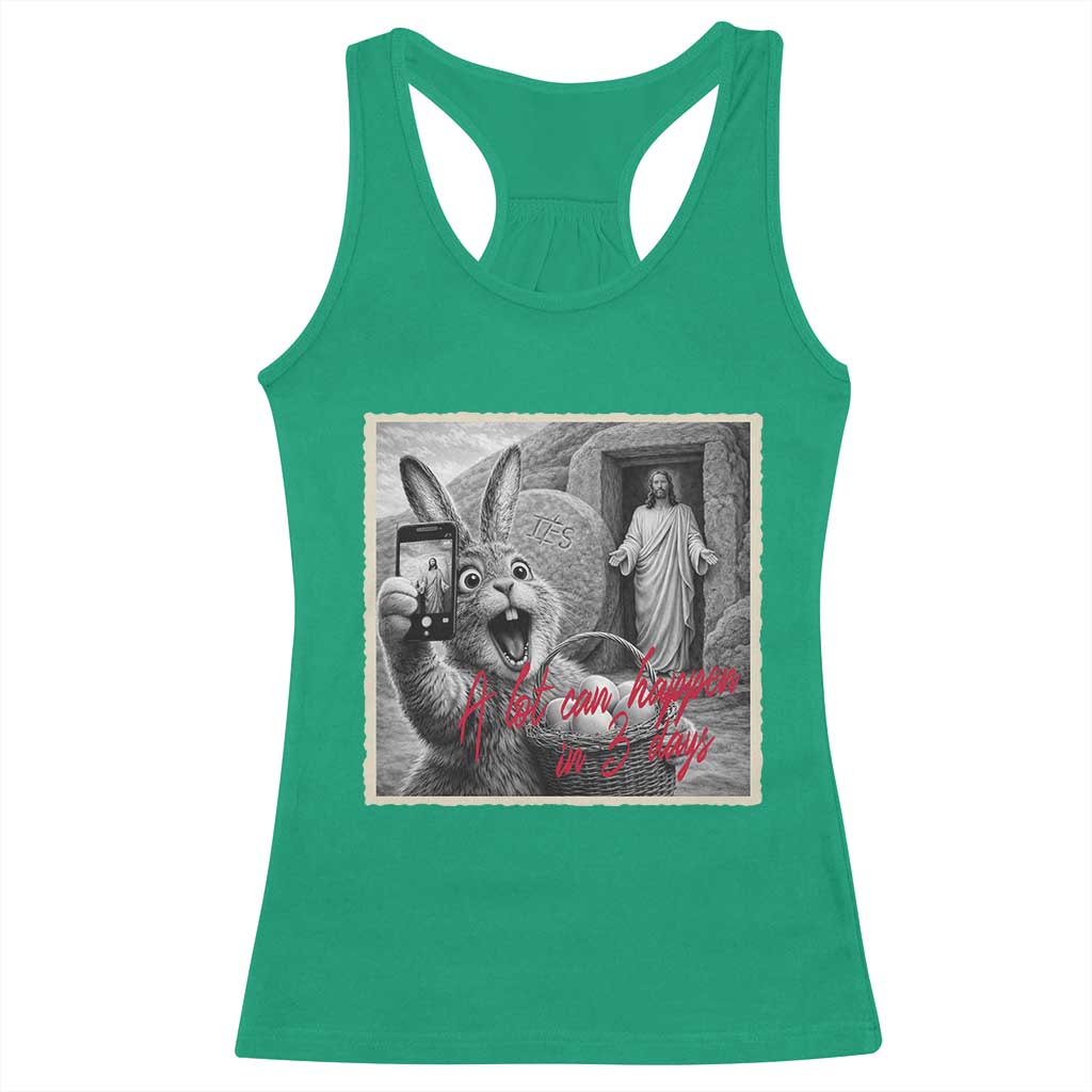 Funny Easter Jesus Racerback Tank Top Christian Jesus Come Back Bunny Selfie