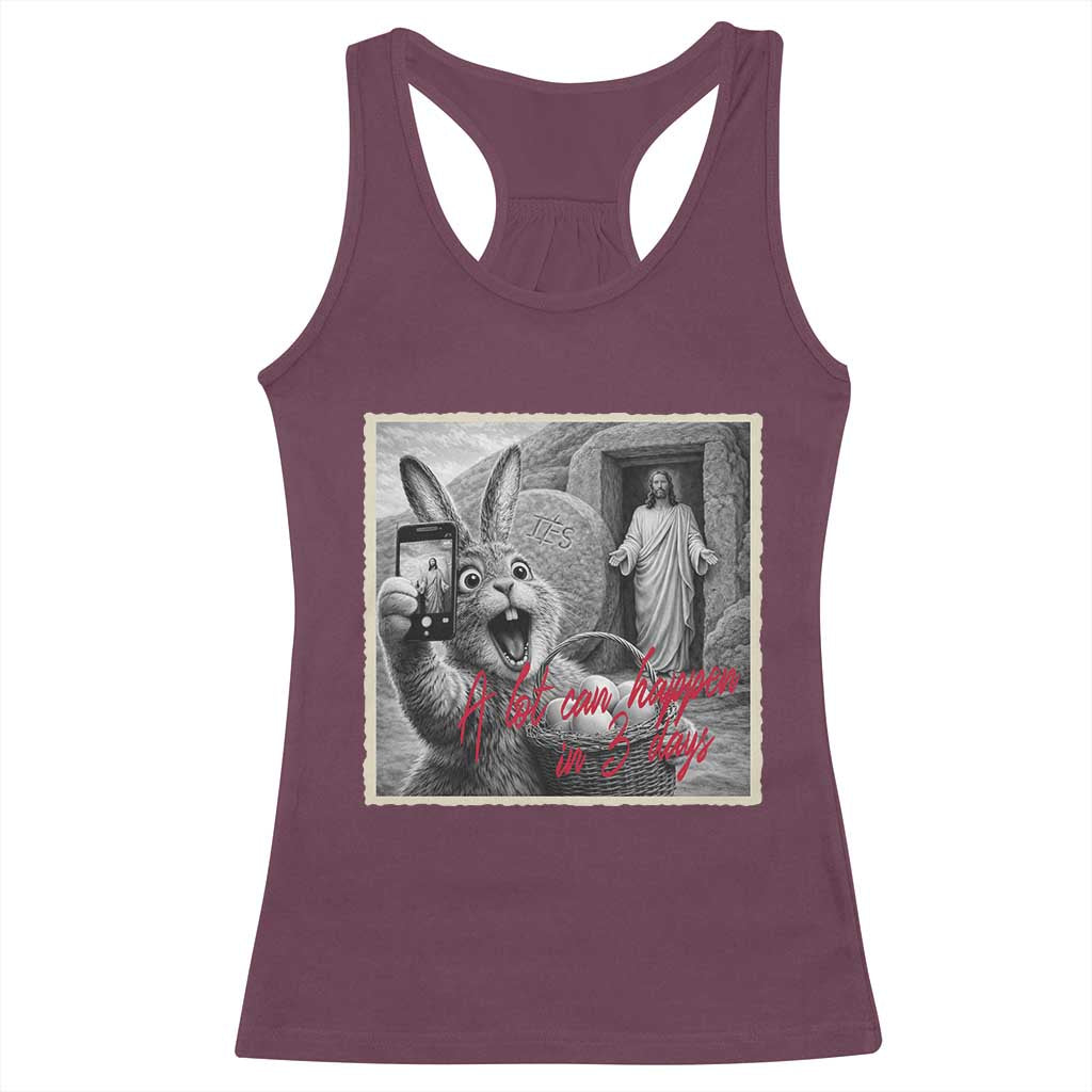 Funny Easter Jesus Racerback Tank Top Christian Jesus Come Back Bunny Selfie