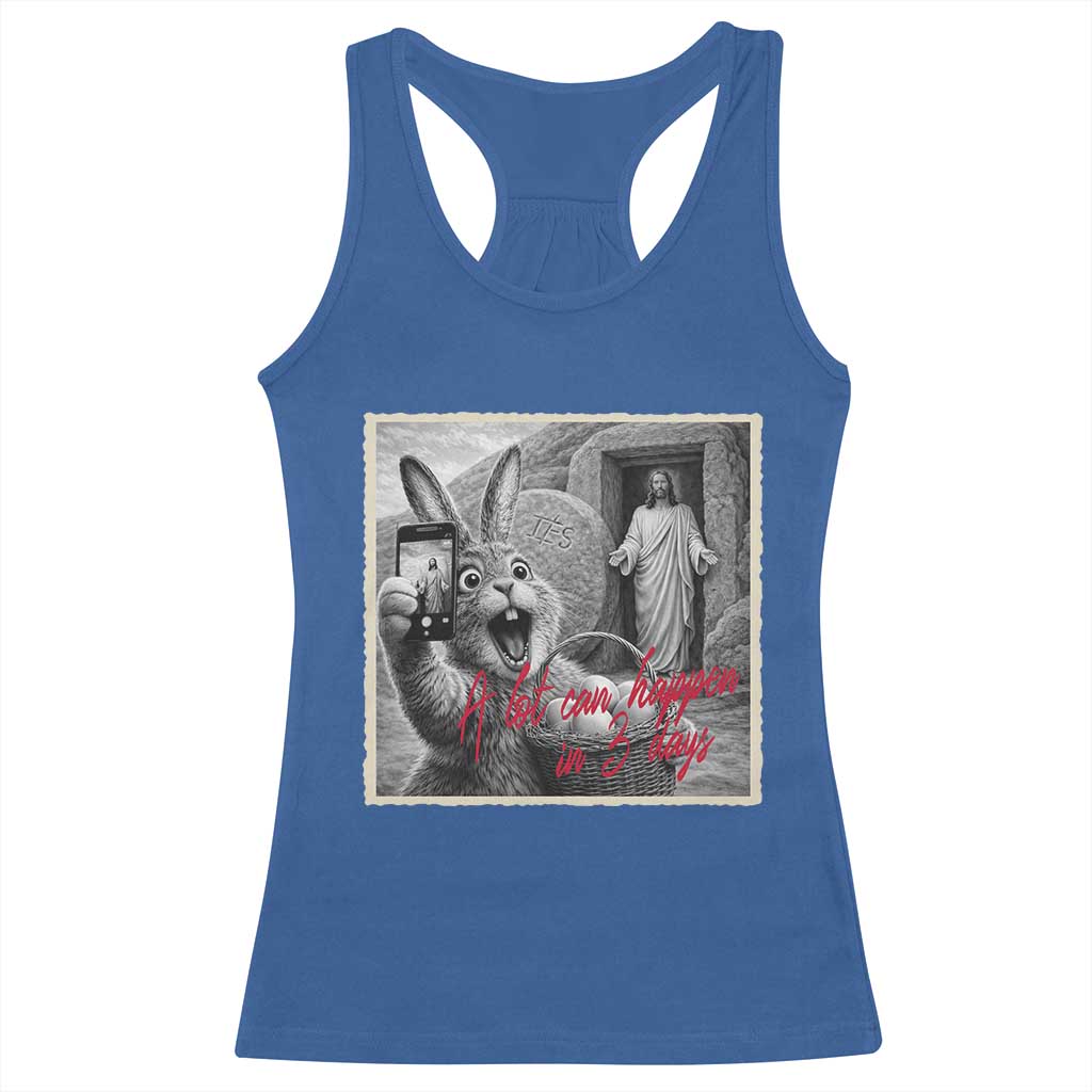 Funny Easter Jesus Racerback Tank Top Christian Jesus Come Back Bunny Selfie