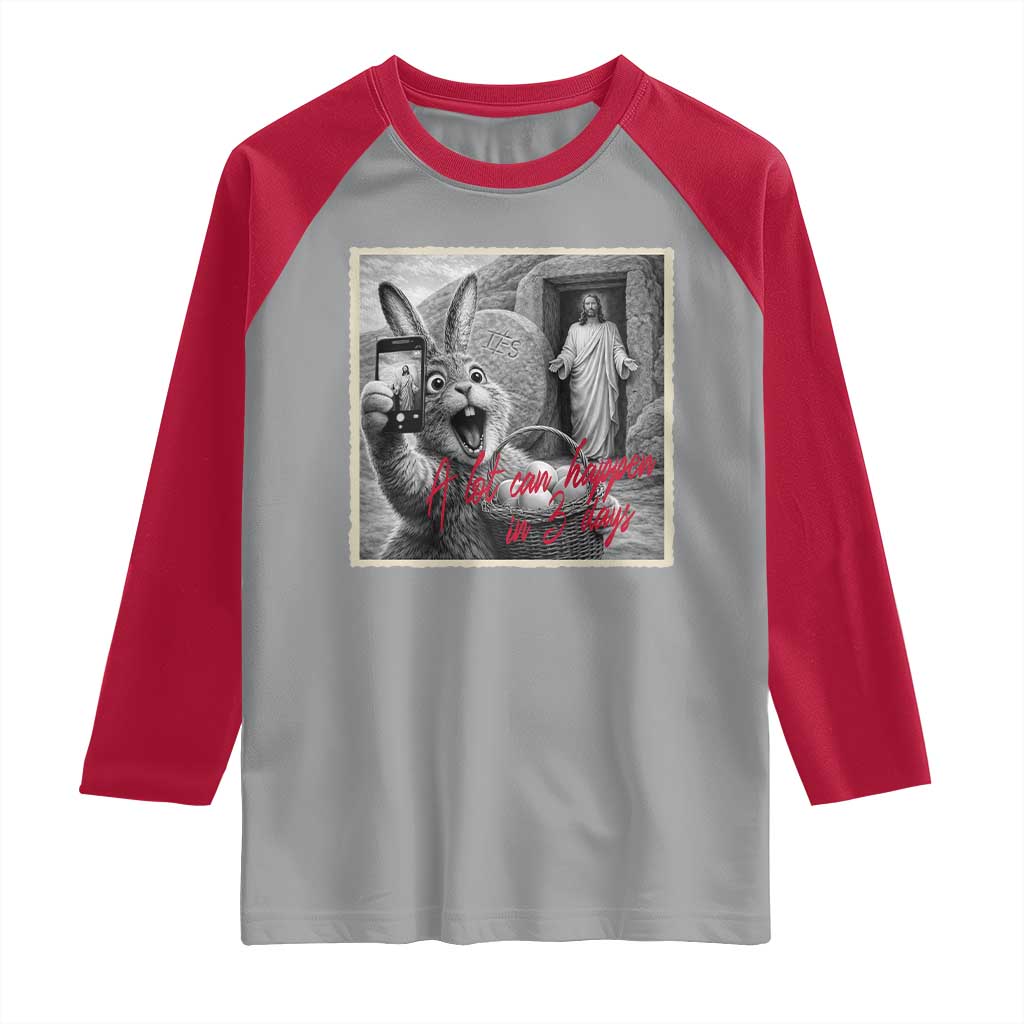 Funny Easter Jesus Raglan Shirt Christian Jesus Come Back Bunny Selfie