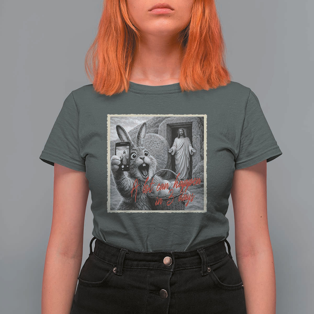 Funny Easter Jesus T Shirt For Women Christian Jesus Come Back Bunny Selfie