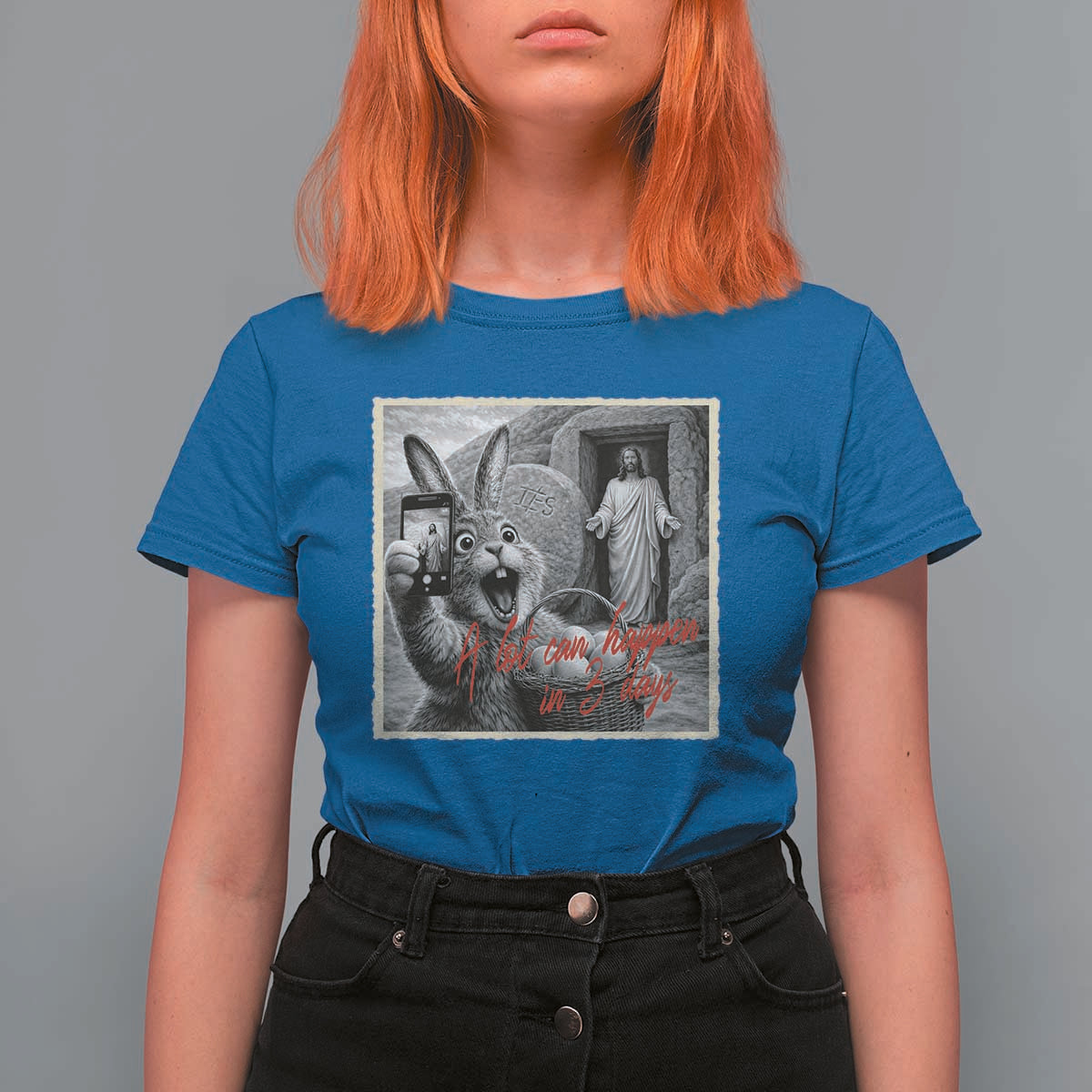 Funny Easter Jesus T Shirt For Women Christian Jesus Come Back Bunny Selfie