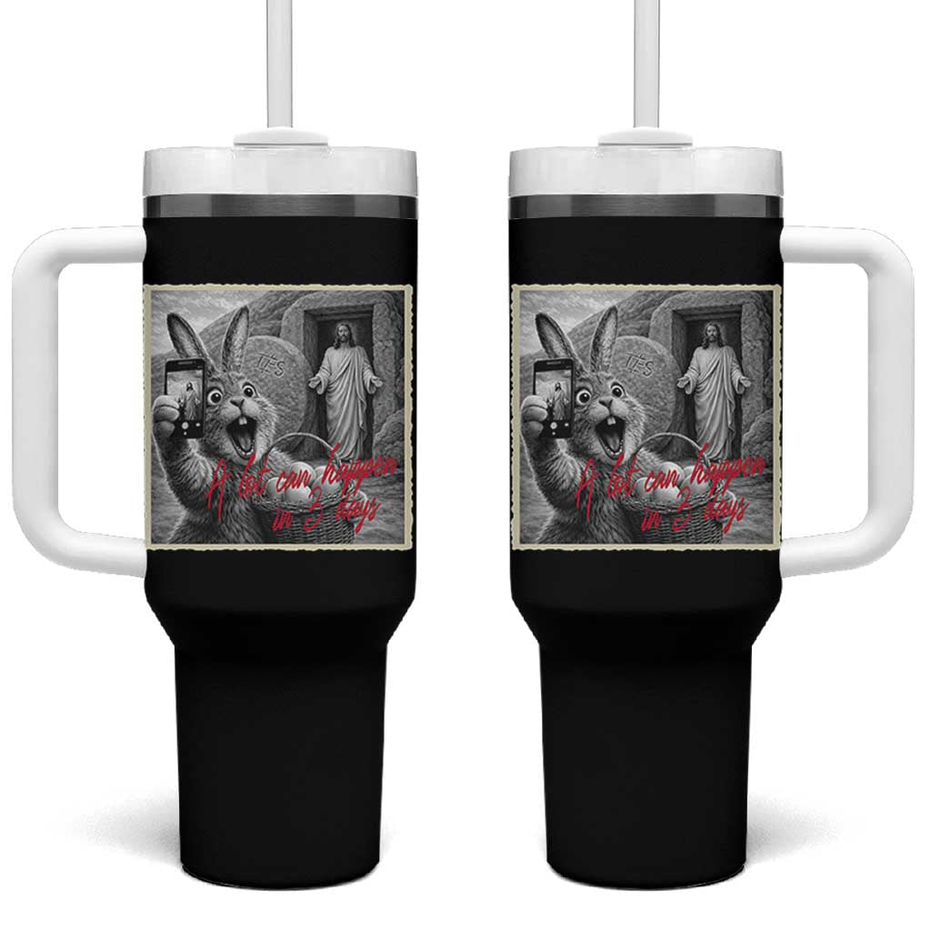 Funny Easter Jesus Tumbler With Handle Christian Jesus Come Back Bunny Selfie
