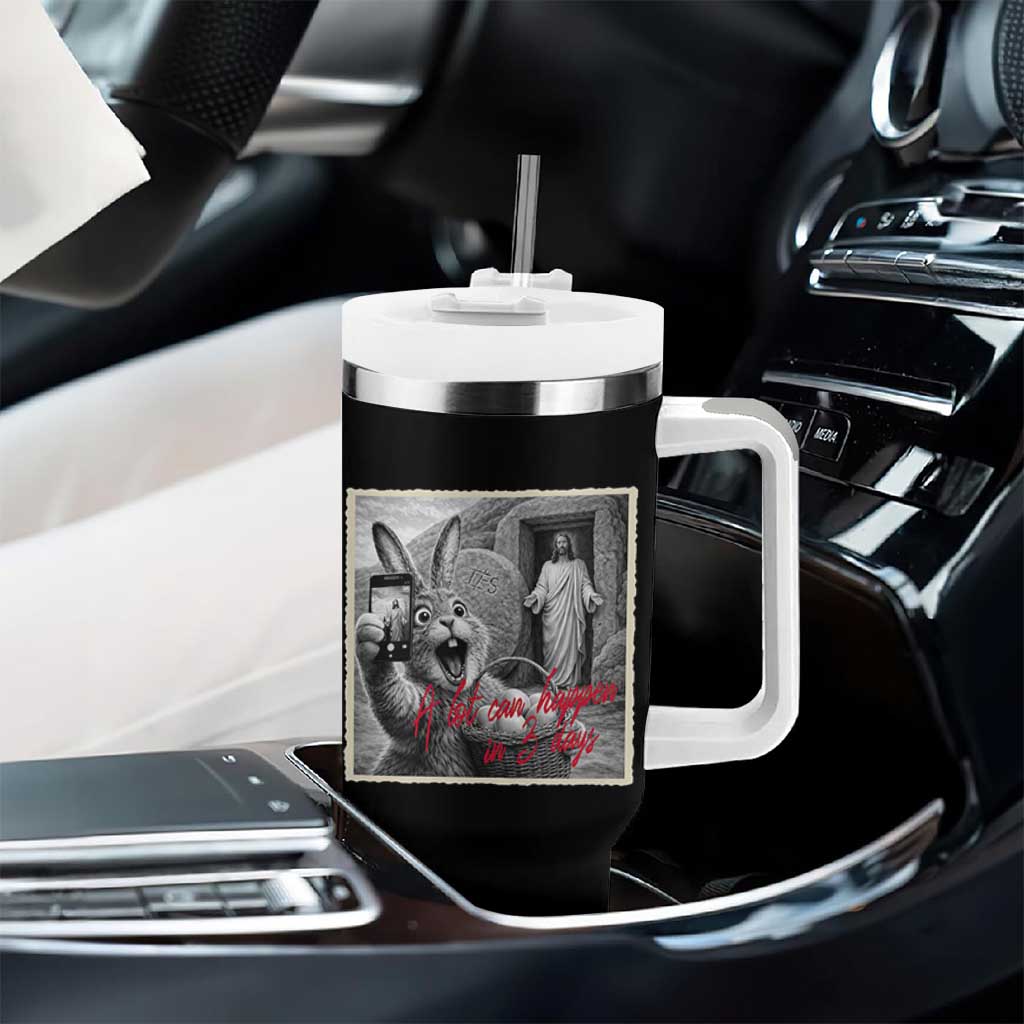 Funny Easter Jesus Tumbler With Handle Christian Jesus Come Back Bunny Selfie