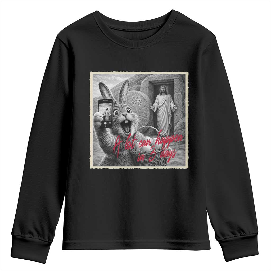 Funny Easter Jesus Youth Sweatshirt Christian Jesus Come Back Bunny Selfie
